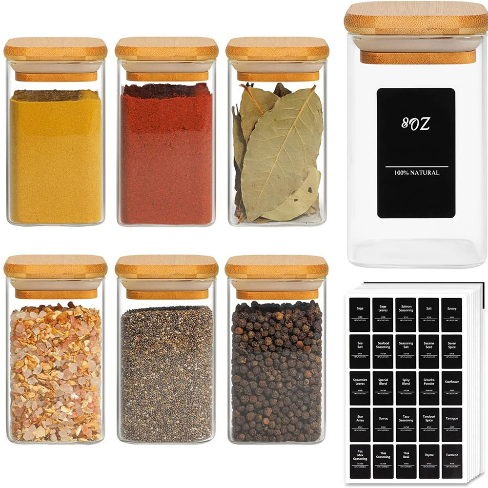 Mason Jar 8Oz - Szklane słoiki na przyprawy z bambusową