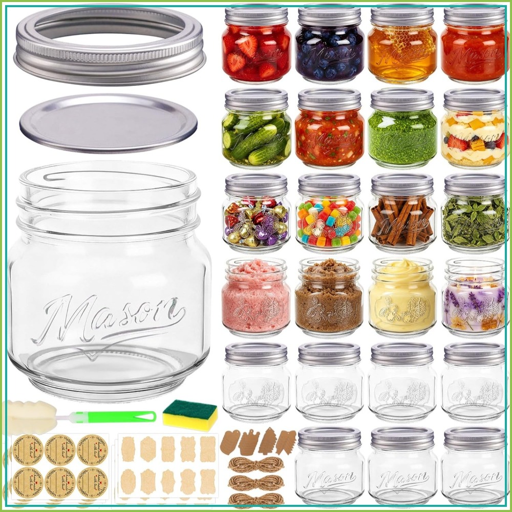 Mason Jar 8Oz - Słoiki Masona 240 ml z pokrywkami,