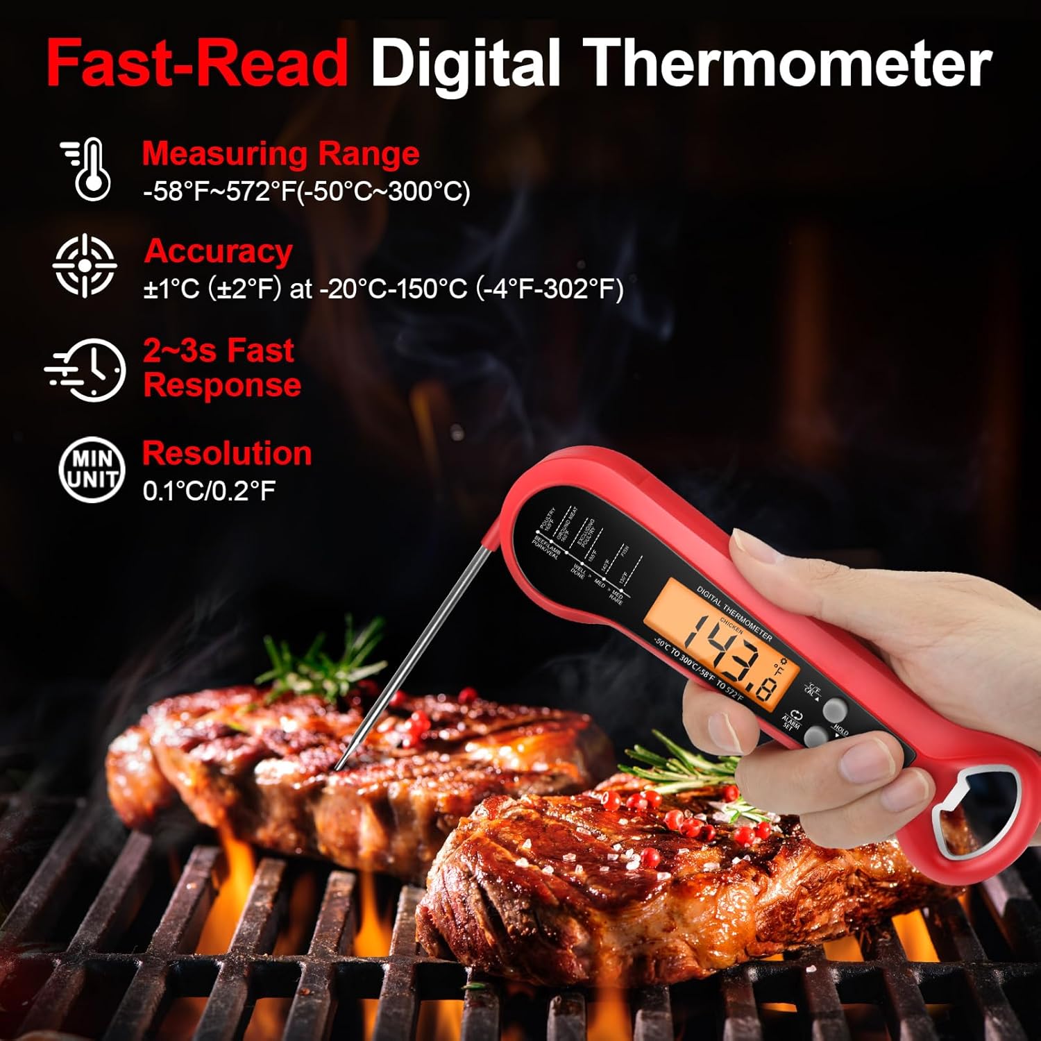 Digital Thermometer Probe - Profesjonalny cyfrowy termometr do mięsa, wodoodporny,