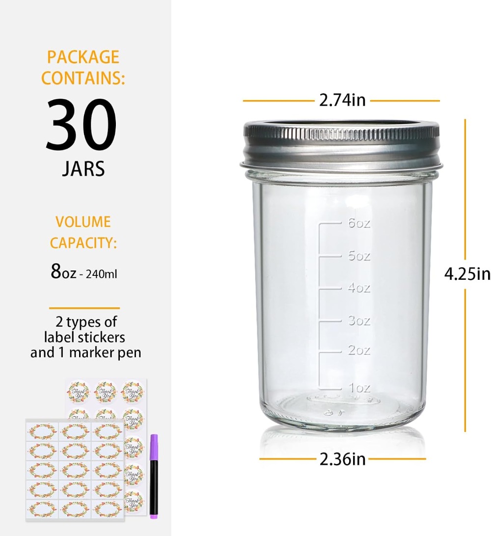 30 sztuk słoików typu Mason o  – Mason Jar 8Oz recenzja i cena