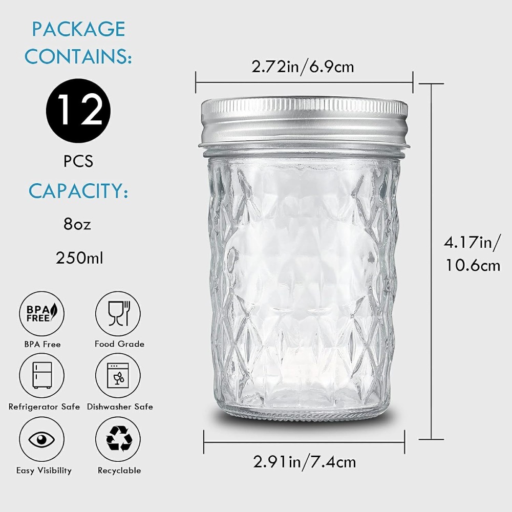 12 sztuk słoików typu Mason o  – Mason Jar 8Oz recenzja i cena